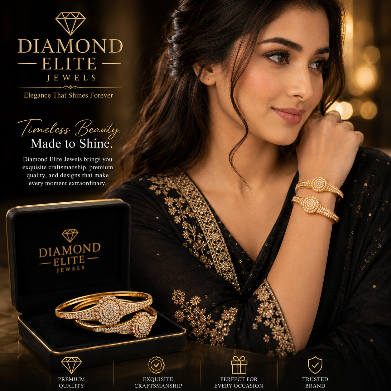Diamond Elite Elegant Luxury 2 Bracelets Set