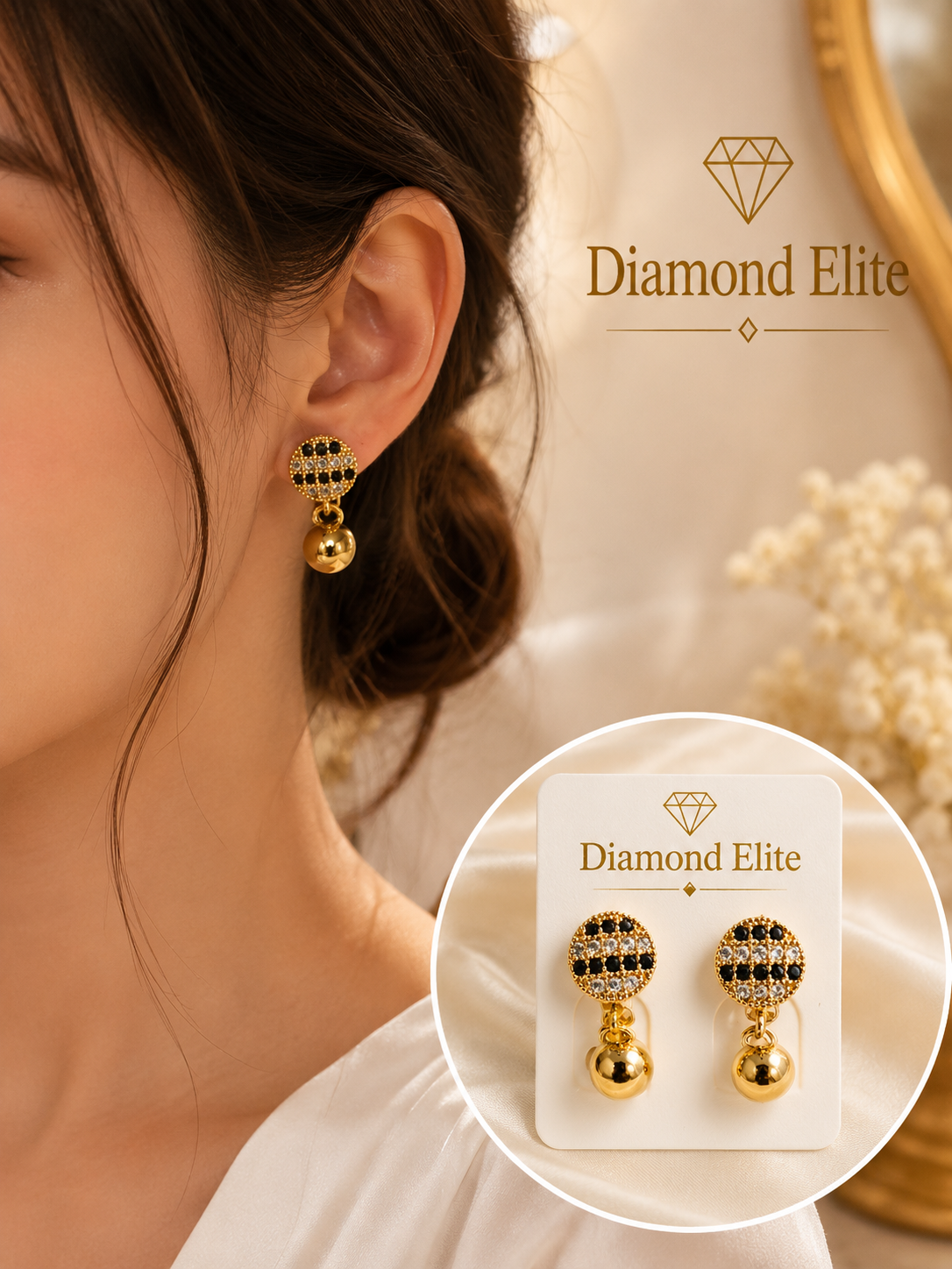 Diamond Elite Luxury Gold Plated Crystal Drop Earrings