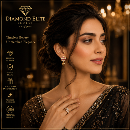 Diamond Elite Luxury Gold Plated Crystal Drop Earrings