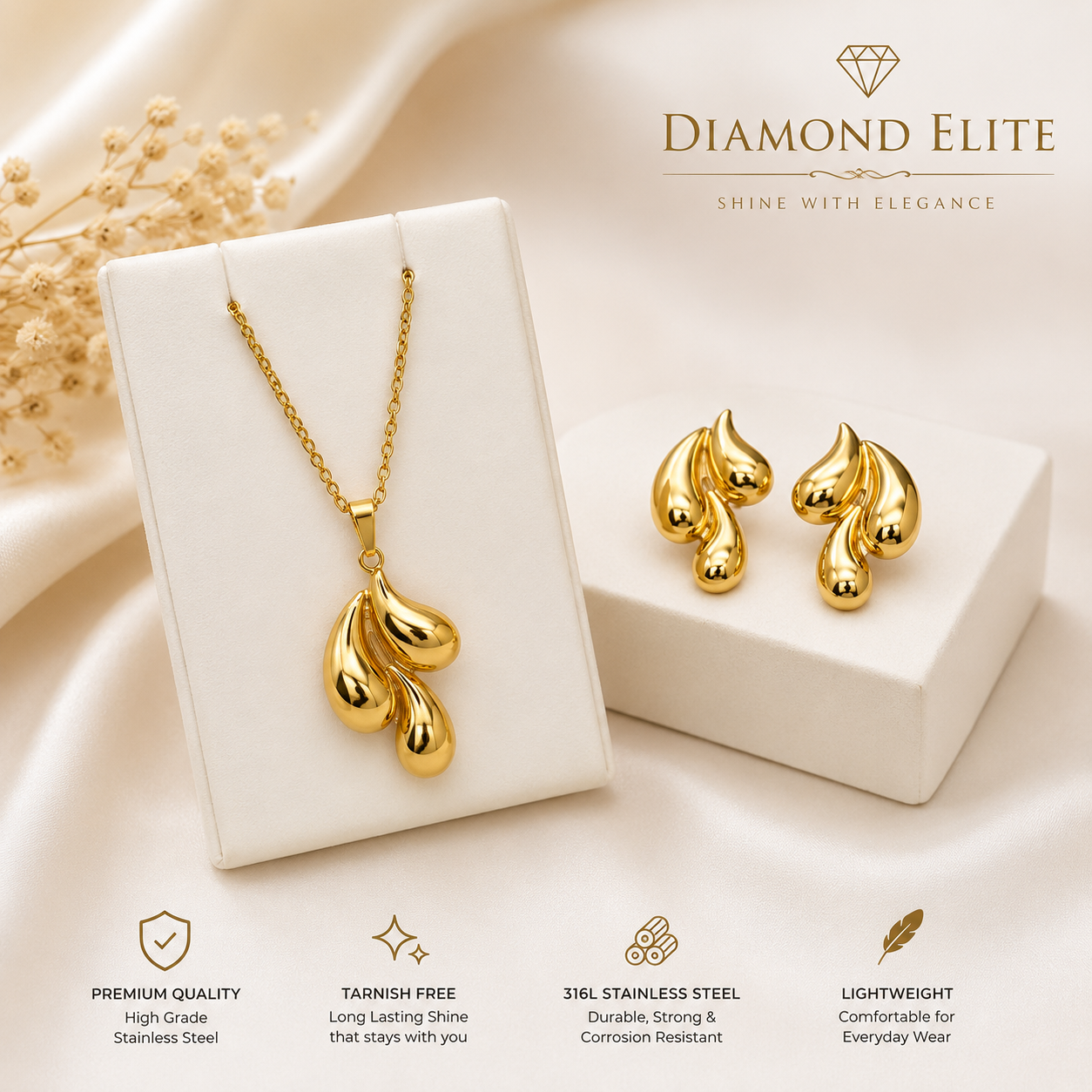 Diamond Elite Timeless Gold-Plated Necklace Set ✨