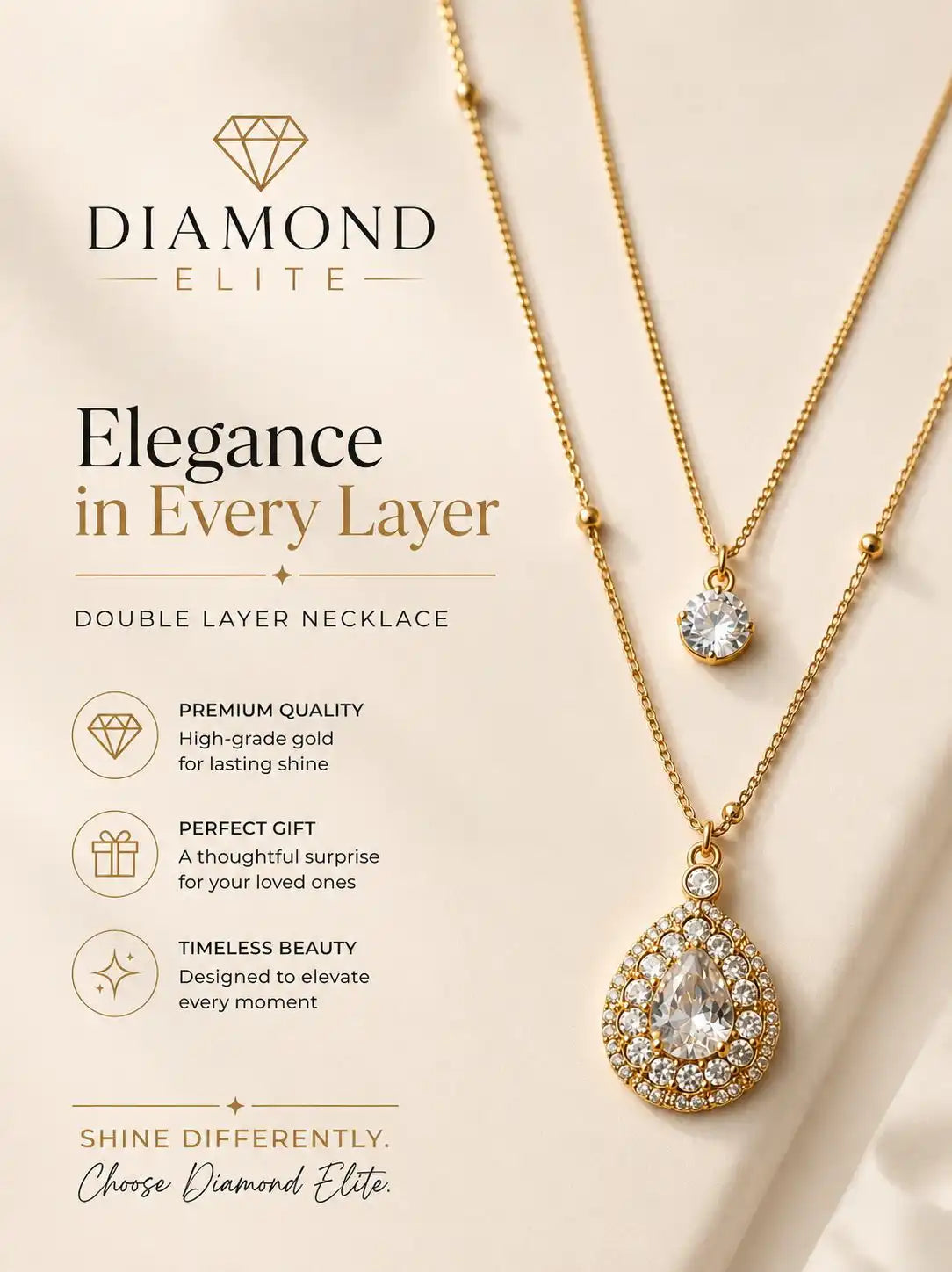 Diamond Elite Double Layer Necklace for Girls