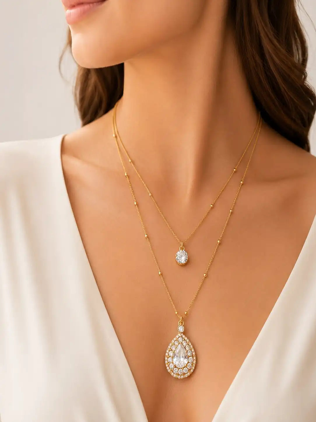 Diamond Elite Double Layer Necklace for Girls