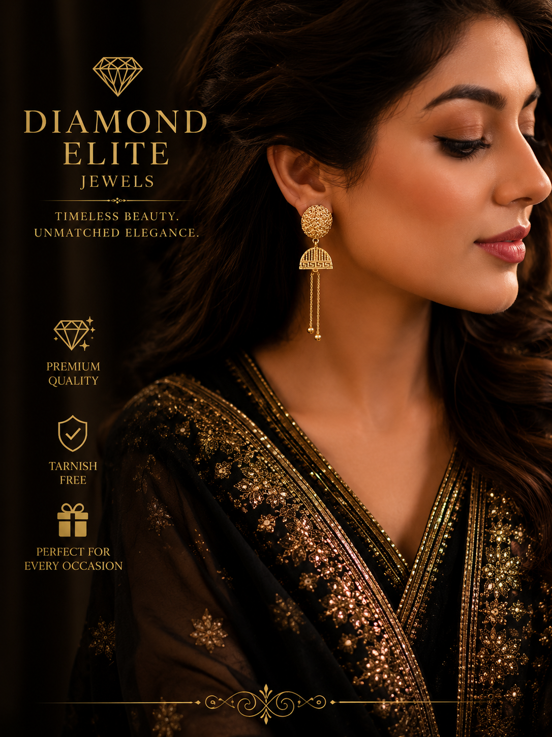 Luxury Gold Drop Earrings Timeless Elegance by Diamond Elite Jewels