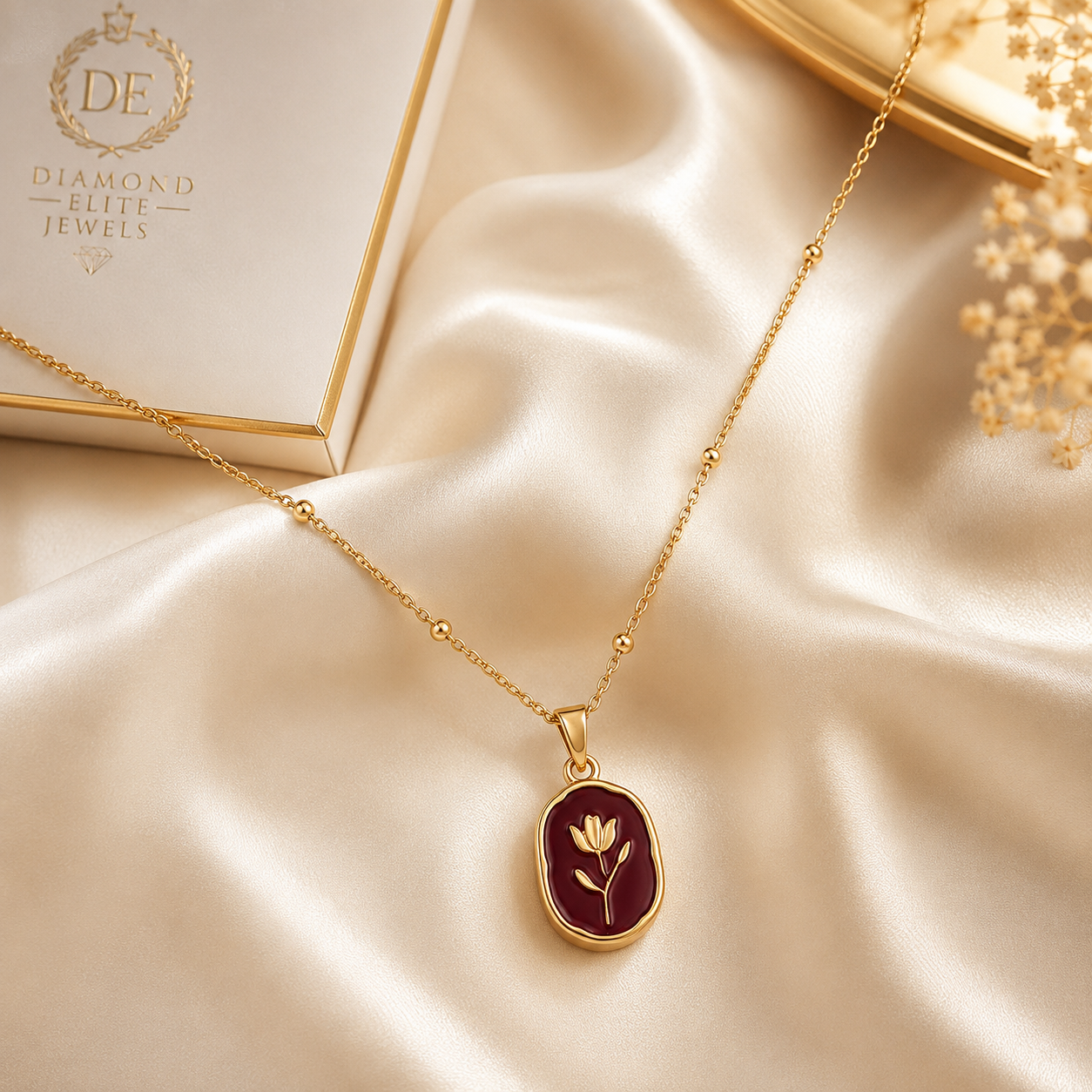 Diamond Elite Luxury Gold Tulip Pendant