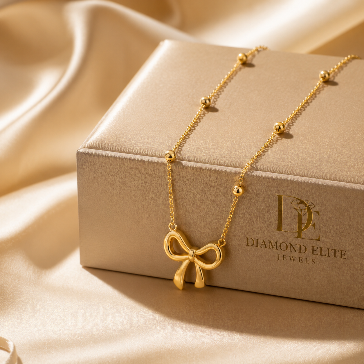 Diamond Elite Luxury Bow Pendant Necklace Timeless Elegance