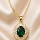 Luxury Green Stone Oval Pendant  Diamond Elite Exclusive