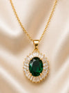 Luxury Green Stone Oval Pendant  Diamond Elite Exclusive