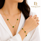 Diamond Elite Luxury Green Emerald Stainless Steel Necklace & Bracelet Set