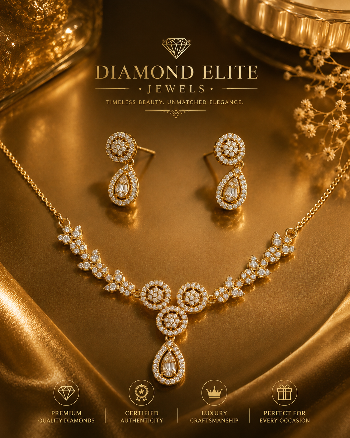 DEJ Golden Grace Diamond Necklace Set