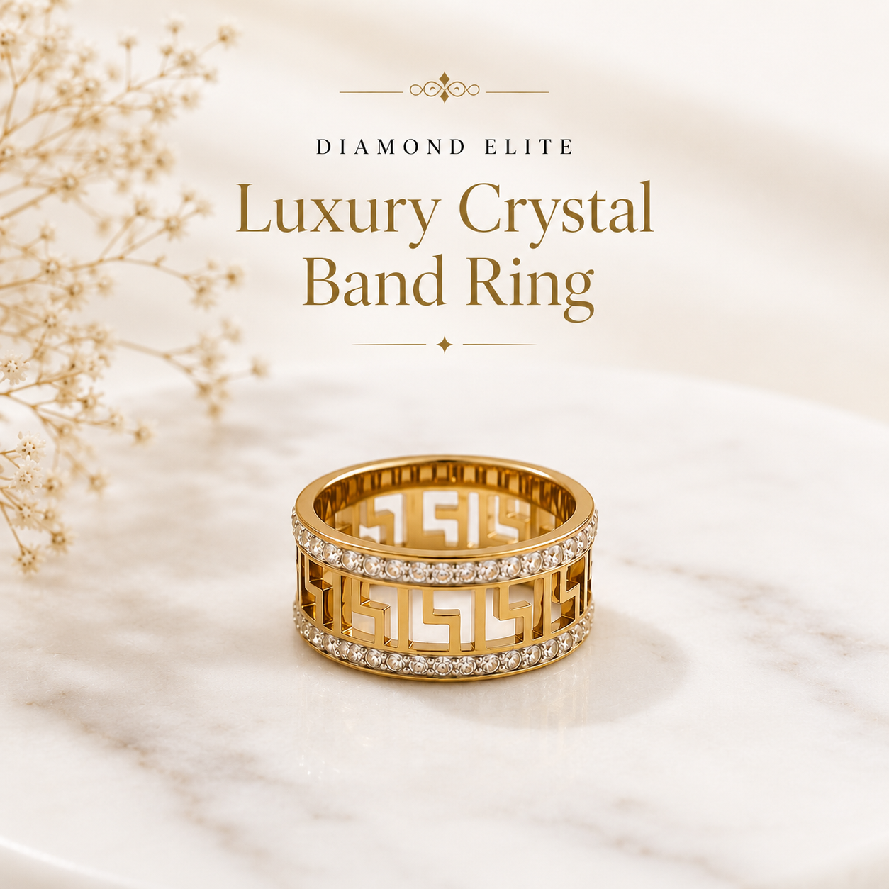 Diamond Elite Luxury Crystal Band Ring