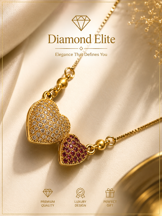 Diamond Elite Luxury Double Heart Crystal Necklace