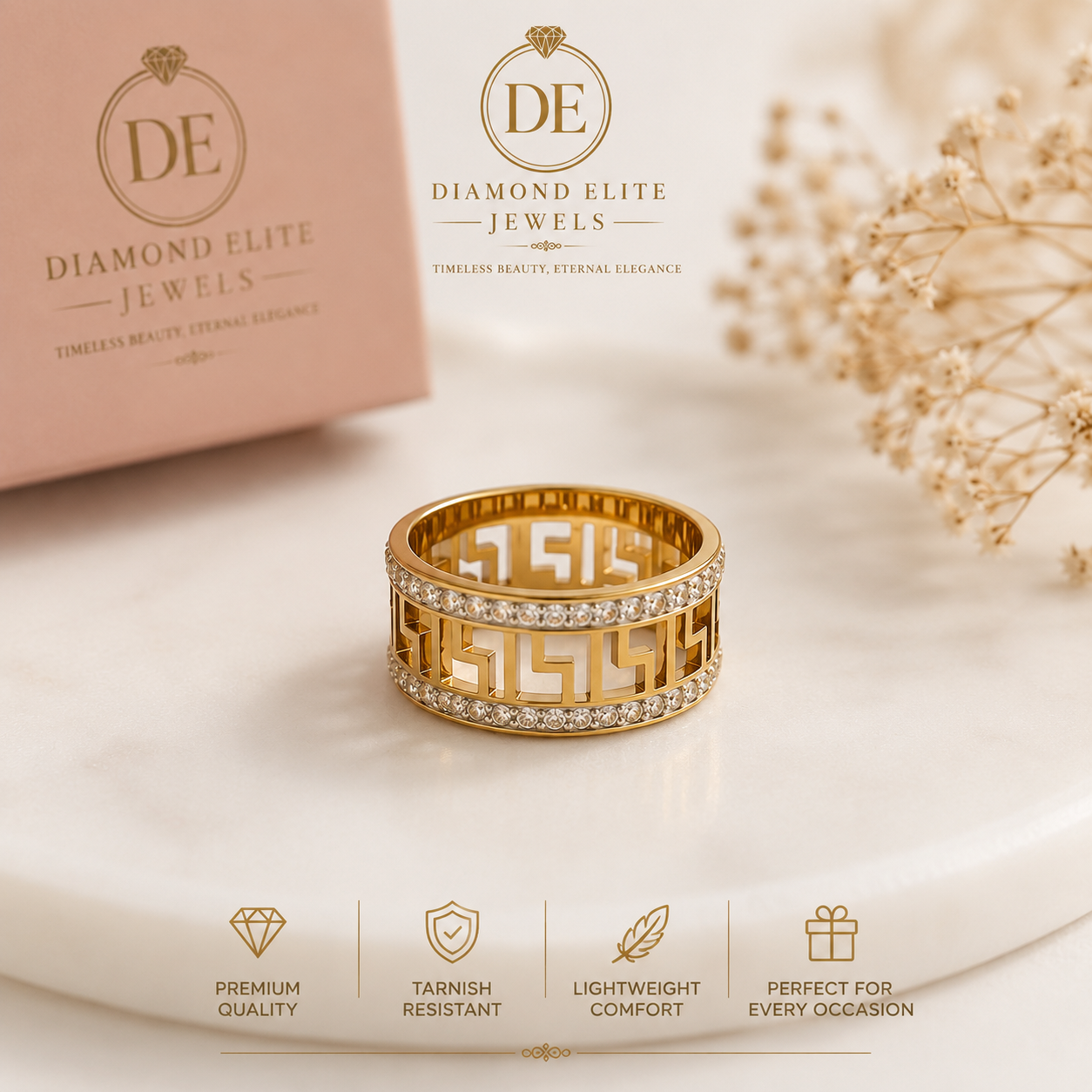 Diamond Elite Luxury Crystal Band Ring