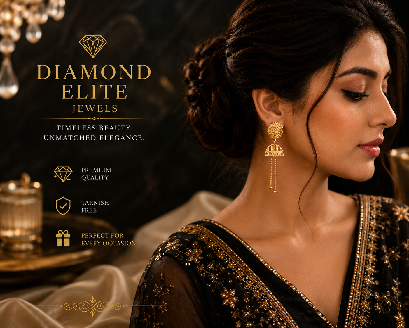 Luxury Gold Drop Earrings Timeless Elegance by Diamond Elite Jewels
