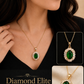 Luxury Green Stone Oval Pendant  Diamond Elite Exclusive