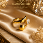 Diamond Elite Gold Plated Adjustable Open Ring with Brilliant Cubic Zirconia Stone