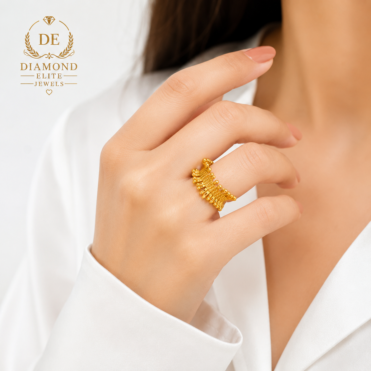 Diamond Elite Premium Textured Gold Ring