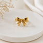 Diamond Elite Golden Bow Ring Elegant Gold Plated Stainless Steel Ring