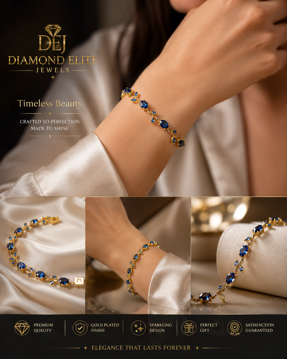Diamond Elite Royal Blue Tulip Bracelet
