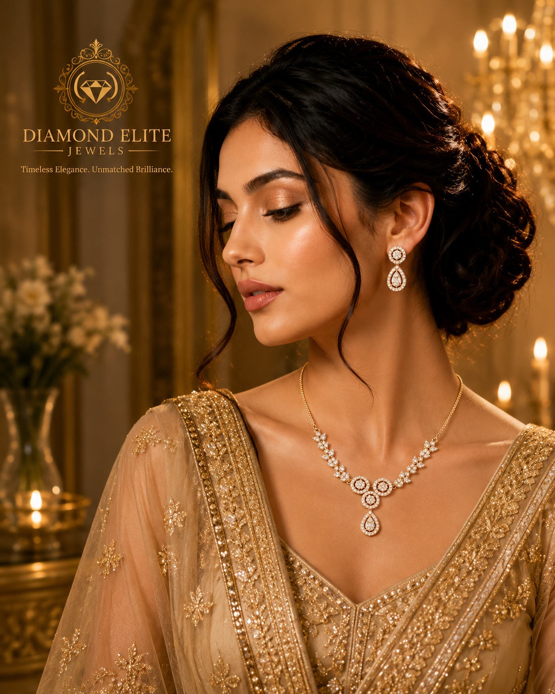 DEJ Golden Grace Diamond Necklace Set