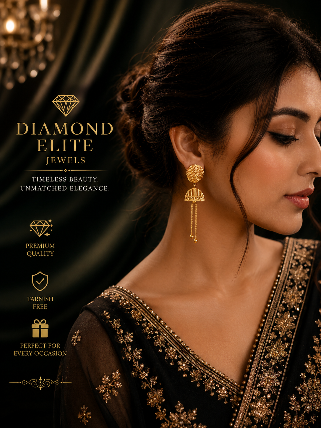 Luxury Gold Drop Earrings Timeless Elegance by Diamond Elite Jewels