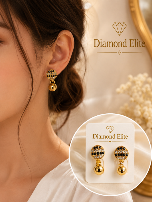 Diamond Elite Luxury Gold Plated Crystal Drop Earrings