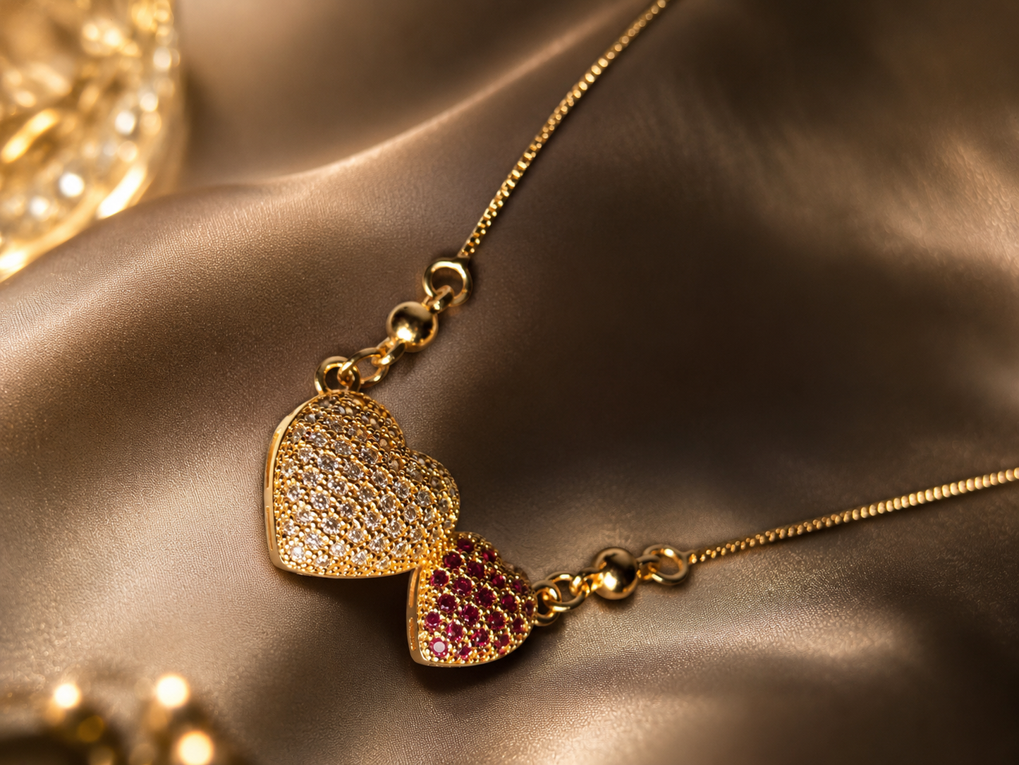 Diamond Elite Luxury Double Heart Crystal Necklace
