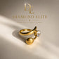 Diamond Elite Gold Plated Adjustable Open Ring with Brilliant Cubic Zirconia Stone